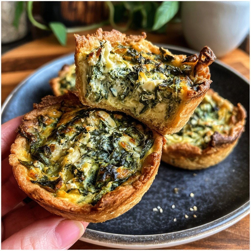 Mini Quiches mit Spinat und Feta