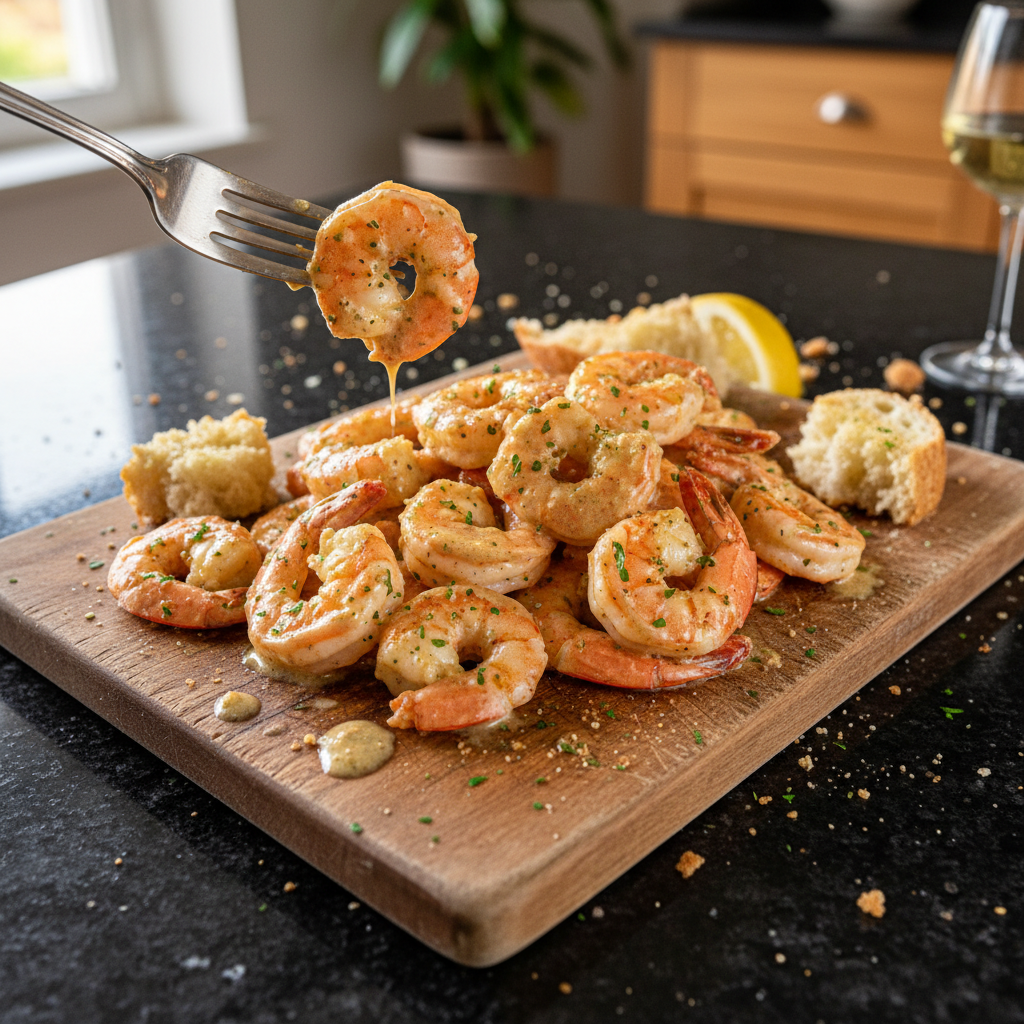 Romantisches Garnelen Scampi Dinner