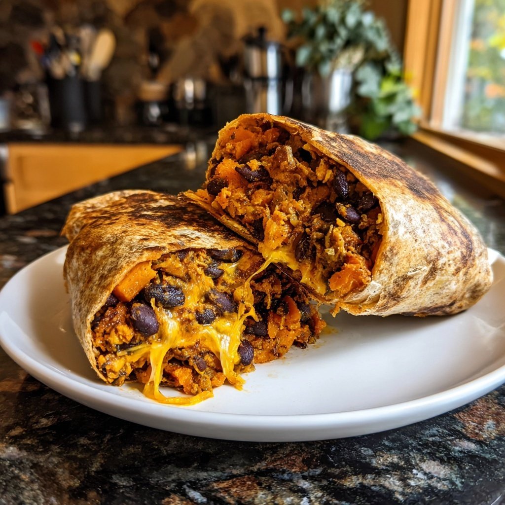 Süßkartoffel Schwarze Bohnen Burritos
