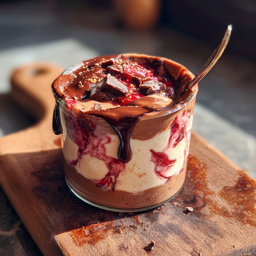 Schokoladen-Erdbeer-Pudding