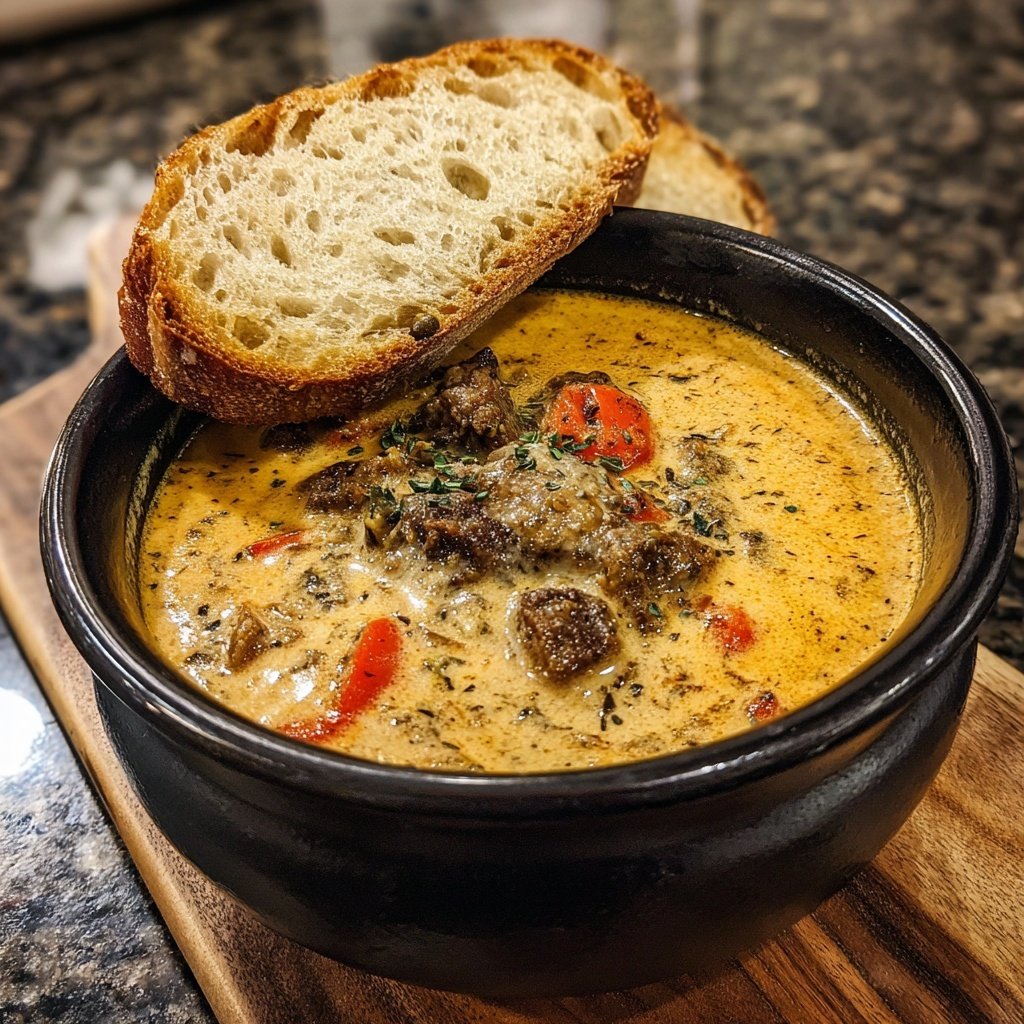 Philly Cheesesteak Suppe Provolone Käse
