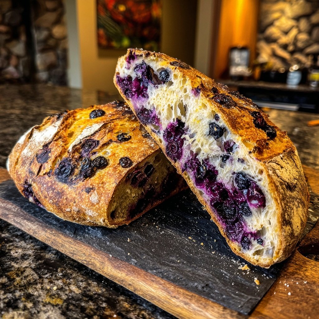 Feuchter Blaubeeren Zitrone Sauerteig Starter Brot