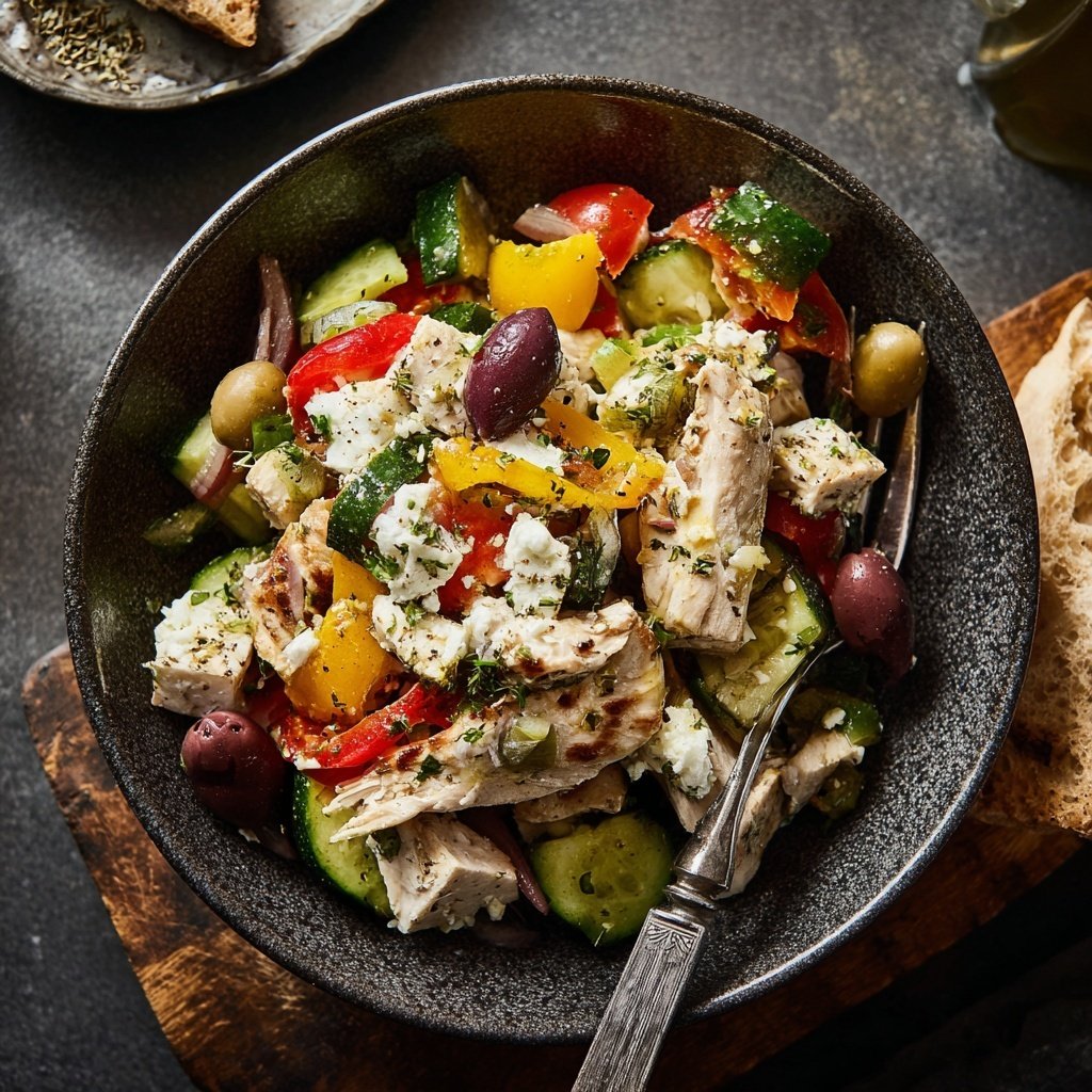 Griechische Hähnchen Gemüse Bowl