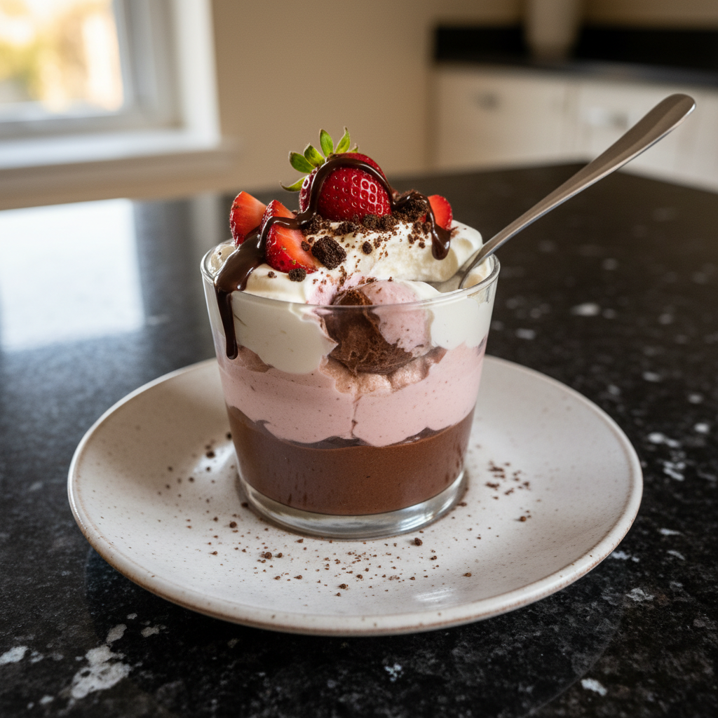 Schokoladen Erdbeer Mousse Becher