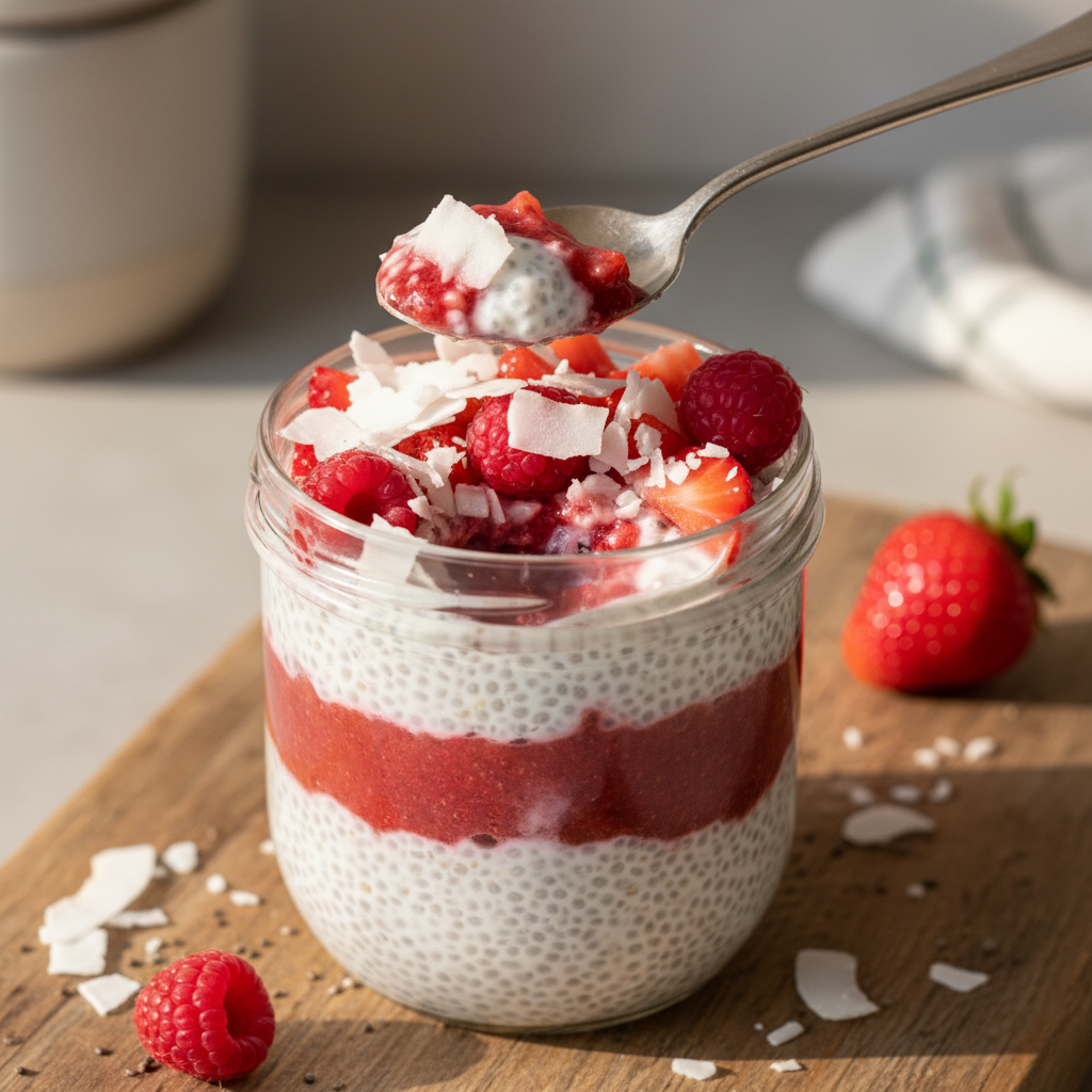 Erdbeer Kokos Chia Pudding