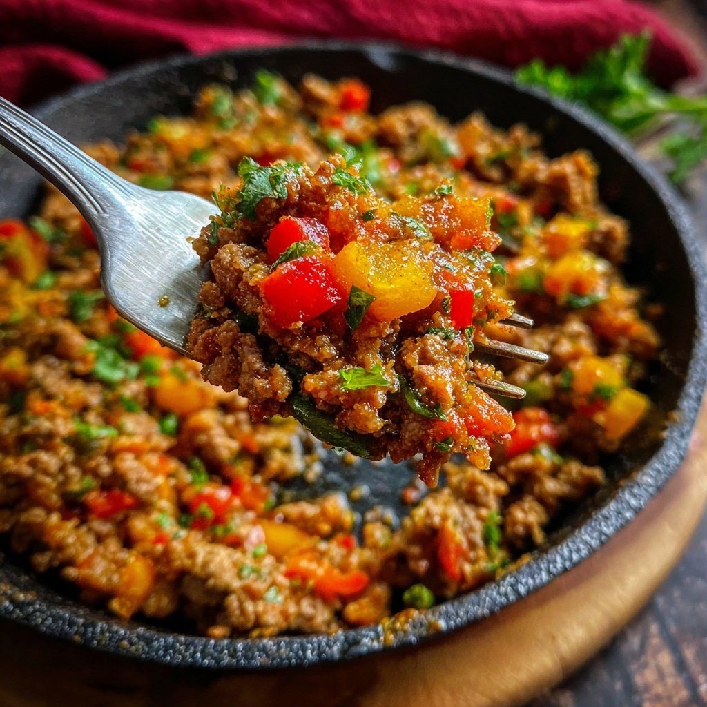 Stovetop Picadillo Spanisches Rind Reis