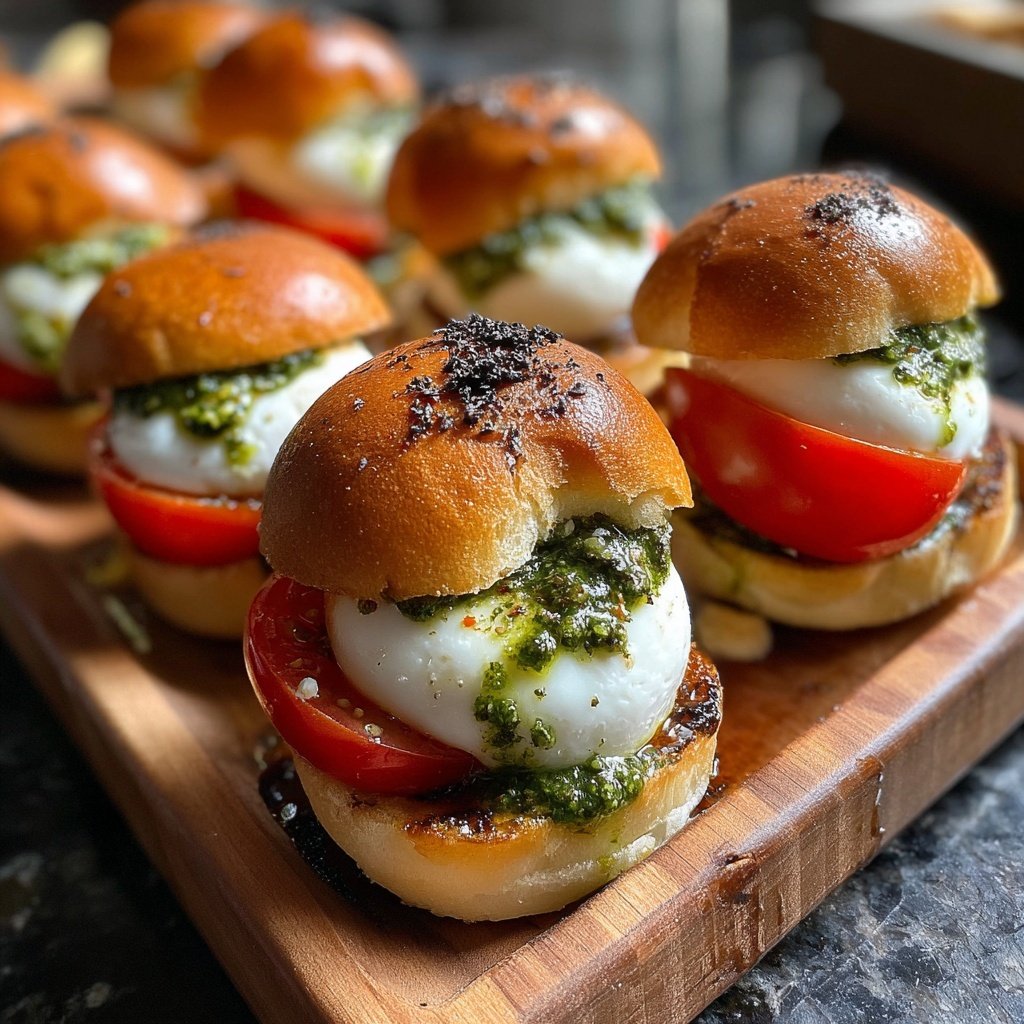 Mini Caprese Sliders mit Pesto