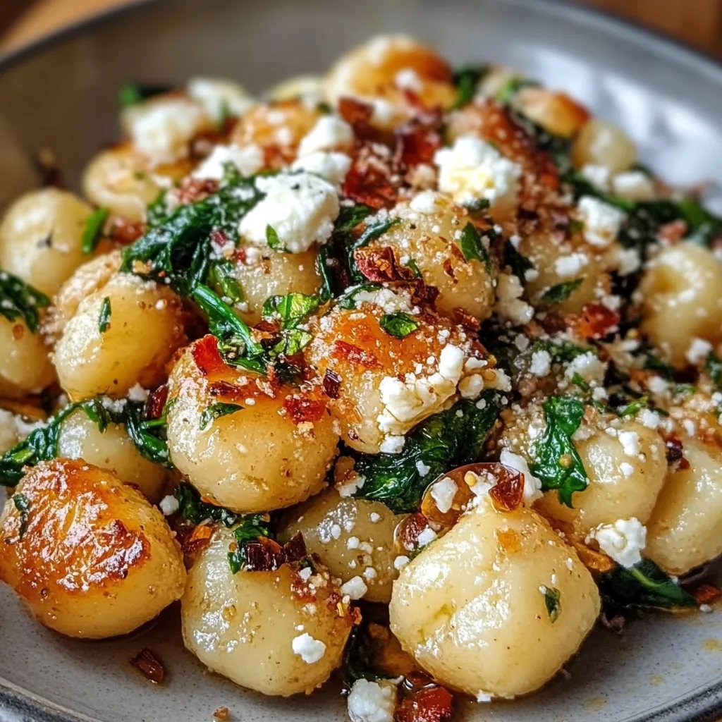 Cremige Gnocchi mit Spinat und Feta