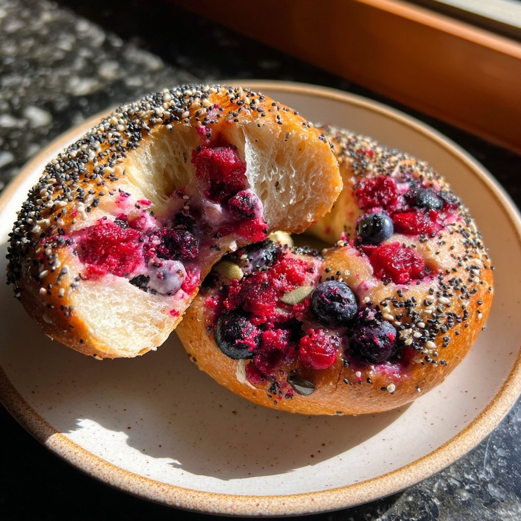 Protein Bagels mit Beeren Mix In