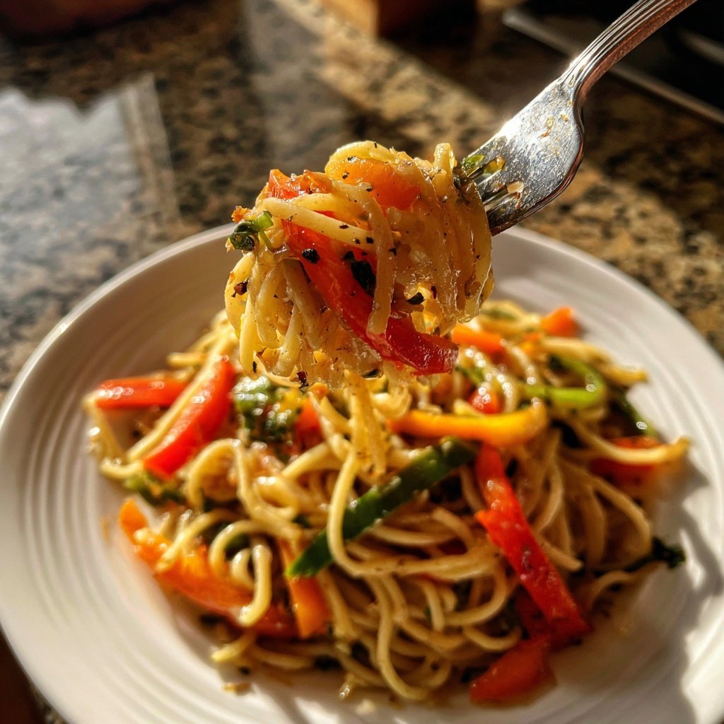 Gebratene Knoblauch Gemüse Pasta