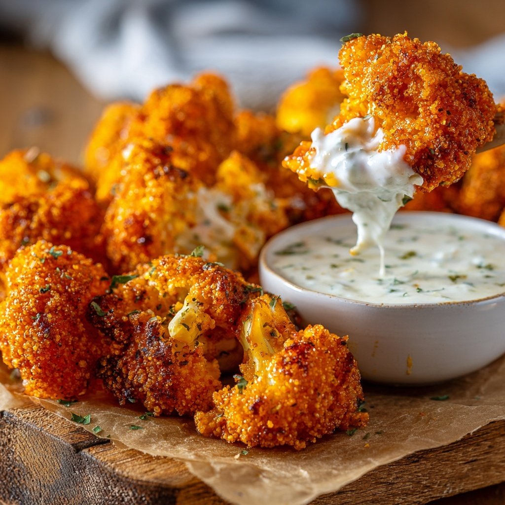 Buffalo Blumenkohl Häppchen mit Dip