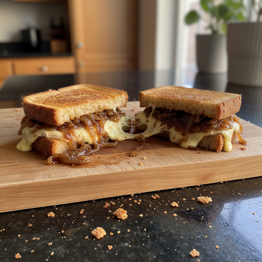 Karamellisierte Zwiebel und Brie Sandwich