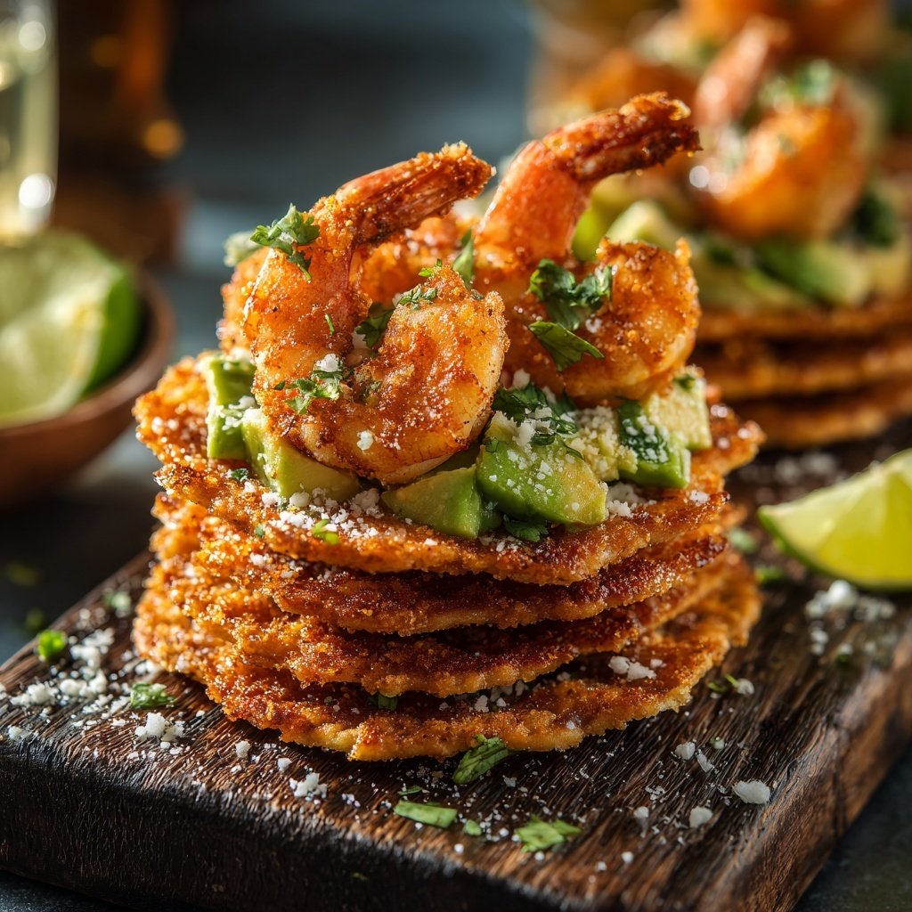 Knusprige Garnelen Tostadas mit Limette