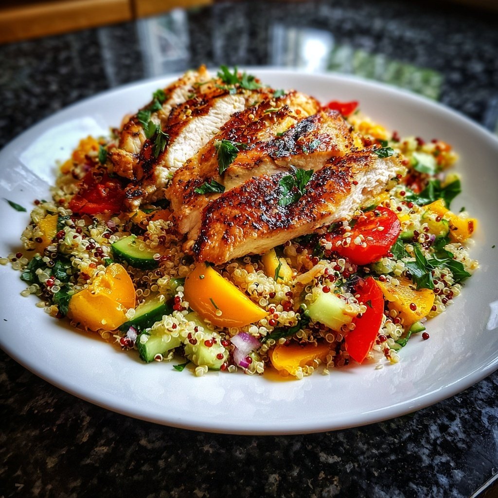 Gegrilltes Hähnchen Quinoa Salat
