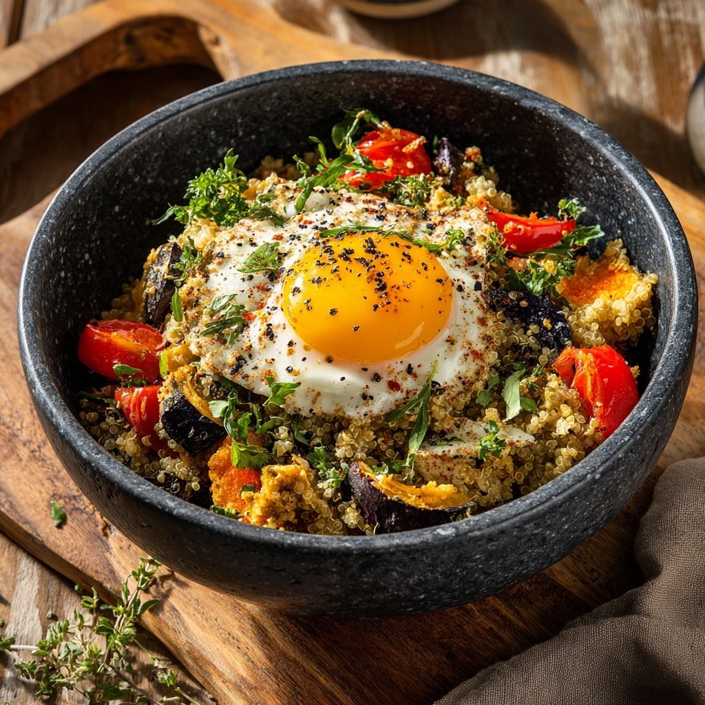 Quinoa Ei Frühstücksbowl