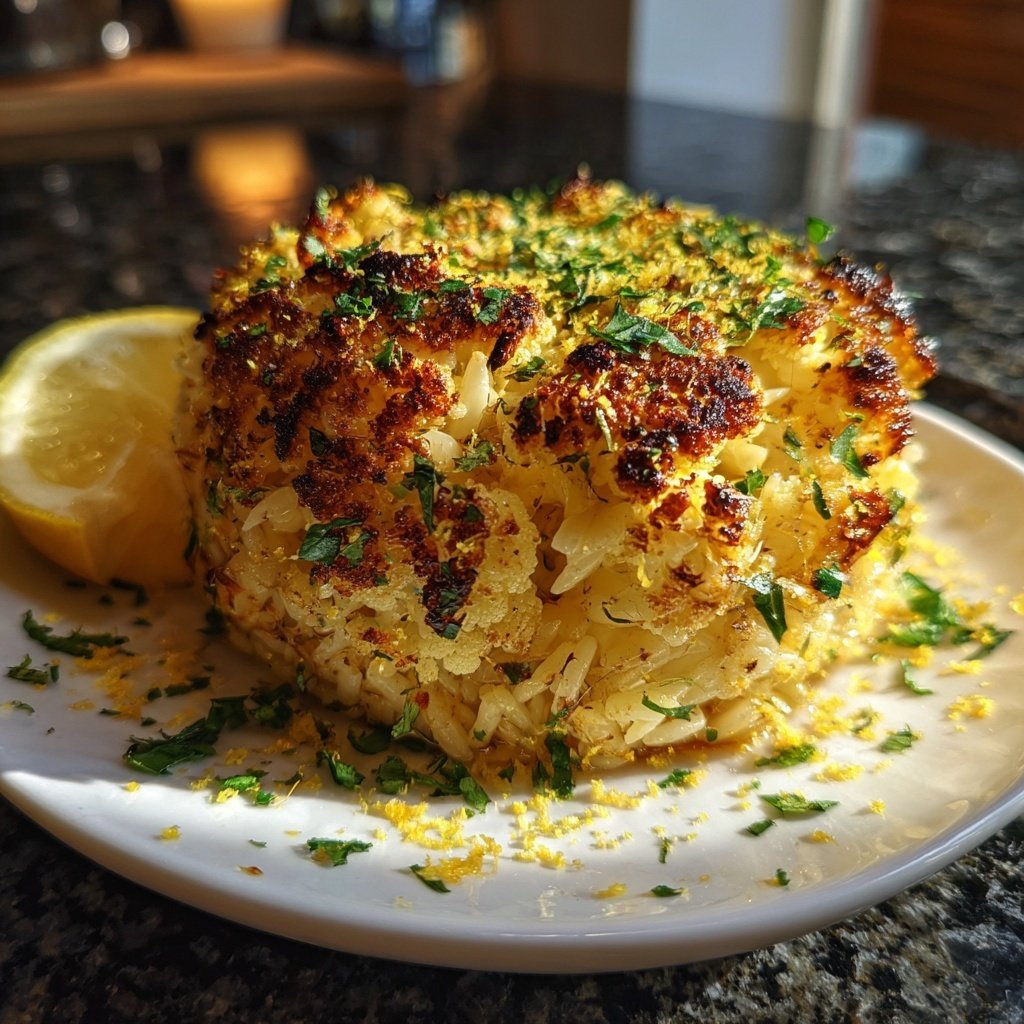 Gegrillter Blumenkohl Orzo mit Zitrone